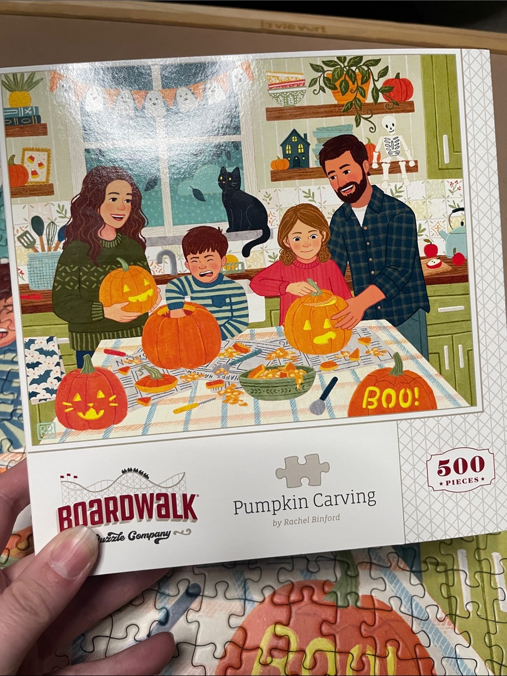 Boardwalk Pumpkin Carving Puzzle — Fall Family Scene, Orange
